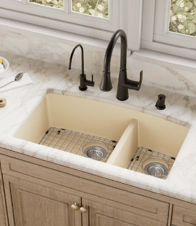Karran Quartz Undermount Large/Small Bowl Kitchen Sink